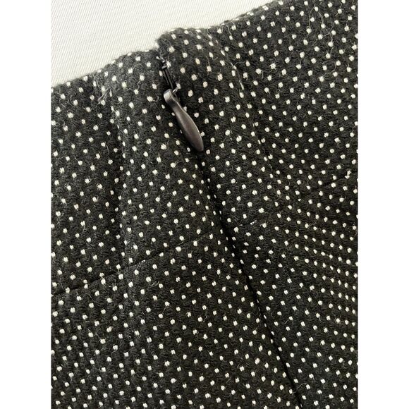 ~ Ann Taylor Factory Skirt 12 Lined Black Dots Zip Hook Slit Pleat Straight - Picture 6 of 15